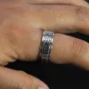 Solitaire Bague En Argent Sterling 925 Rotatif Anneaux Pour Hommes Et Femmes Simple Corde De Chanvre Type Spinner Vintage Mâle Bijoux 230425