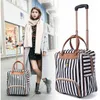 الأكياس المسائية أزياء Wanita Bisnis Perjalanan Tas Pada Roda Troli Kapasitas Besar Rolling Luggage Retro Girl Koper 230425