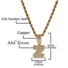 Pendentif Colliers Iced Out Collier Cubic Zircon Baguette A-Z Lettres Bling-bling Rock Candy Police Bijoux Pour Son Cadeau