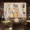 Fondos de pantalla Pizza personalizada Papel de pared 3DWall Mural Wallpaper 3D Snack Bar Hamburguesas Western Fast Restaurant Fondo Decoración industrial