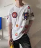 xinxinbuy Hommes designer Tee t-shirt 23ss Visage motif poisson soleil broderie manches courtes coton femmes Noir blanc S-XL