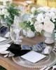 テーブルナプキンブルーフラワー抽象アートナプキンズクロスセットティータオル誕生日結婚式パーティーの装飾