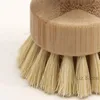 Handheld Wooden Brush Round Handle Pot Brushes Sisal Palm Dish Bowl Pan Cleaning Remove Kitchen Chores Rug Cleaning Tool TH1227