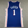 MI08 Męskie 1 James Harden Basketball Jerseys Niebieskie białe koszule czerwone czarne s-xxl