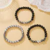 Strand Fashion 3pcs/Lot Cross Bead Bracelet Sets Мужчины 8 мм гематит матовой камень с бисером для женщин