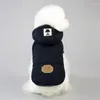 개 의류 따뜻한 애완 동물 고양이 옷 겨울 코트 개 코트 재킷 치와와 고양이 애완 동물 잠옷을위한 옷 두건을 두껍게합니다.
