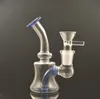 Bong à narguilé en verre portable, bécher à fumer, tuyau d'eau lourde, tuyau de chicha, plate-forme de Dab, collecteur de cendres avec tuyau de brûleur à mazout en verre mâle et bol à herbes sèches