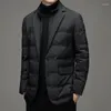 Men's Suits Winter Down Jacket Suit Scarf Collar Simple Wear