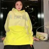Kadın Hoodies Sweatshirts Tasarımcı Lüks B Yüksek Baskı Paris 23SS Yeni gradyan sarı bant bandajı yıkama giyilmiş eski kapüşon n9u6 ff6y