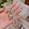 Pendanthalsband Elegant Big White Imitation Pearl Bead Necklace For Women Crystal Heart Shell Sweet Wedding Party Jewelry Collier Femme 230424