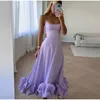 Casual Dresse Spaghetti Straps Prom Dress Ruffles Hem Sleeveless Long Female Dresses 2023 Elegant Party Evening Gowns Aline Vestidos 230424