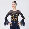 Stage Wear Femmes Social Dance Body Flare Manches Chemises Tango Moderne Tops Waltz Ballroom Latin Practice Vêtements DN16084