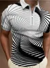 Polo da uomo Estate Polo da uomo di alta qualità Street Print Casual manica corta da uomo Camicia con cerniera con colletto rovesciato