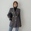 Cappotto da donna in lana a spina di pesce da donna in lana con motivo a spina di pesce, giacca da donna, lunghezza media, ispessimento, elegante, moda, autunno inverno, cappotto