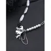 Pendant Necklaces Eetit White Enamel Ghost Imitation Pearls Beads Collar Chain Necklace Delicate Chic Zinc Alloy Jewelry Gift