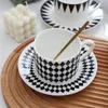 225 ml os chine tasse à thé créatif noir blanc géométrie en céramique tasses à café maison bureau décoration verres ensemble