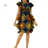 Vestidos de colarinho africano de roupas étnicas para mulheres Print Bazin riche riche comprimento de joelho vestidos wy5302