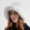 Berretti invernali da donna cappelli a secchiello scozzesi con pelliccia Lady cappello Panama femminile addensare caldo antivento nero fluzzy stile etnico berretto da pescatore