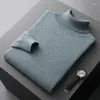 Herrtröjor klassiska ulltröja 100 Pure Wool Plush Turtleneck Winter Lapel Thermal Base Stickover Pullover