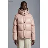 Vestes Parkas en duvet de canard blanc pour femme, manteaux courts Slim avec fermeture éclair, simple boutonnage, capuche rayée, collection automne-hiver 2023, 23036-3