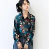 Bloups feminina camisa impressa japonesa para mulheres Hong Kong Vintage Mulher Loose Blush Feminina Coreana Túnicas Tops