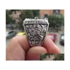 Cluster-Ringe 2005 Edmonton Eskimos The Grey Cup Team Championship Ring mit Holzkiste Männer Sport Fan Souvenir Geschenk Großhandel Drop Dro Dhie8