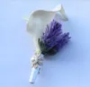 Dekoratif Çiçekler Düğün Boutonniere Groom Groomsman Pin Broş Korsaj Takım Dekor Calla Çiçek Aksesuarları
