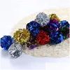 Juguetes para gatos Juguetes para gatos 20 unids / set Diversión Mylar Crinkle Ball Juguete Interactivo Colorf Anillo de sonido Papel Gatito Jugando Bolas Productos para mascotas Drop Deli Dhuw9