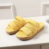 Designer Sandale Frauen Maultier Slipper Plattform Stoff Hanf Seil Grasrutschen Alphabet Kalbslederin Frau Schuh gewebte Laibers Frauen