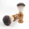 Brosse à barbe pour hommes, blaireau, manche en bois, appareil de nettoyage du visage, outil de Salon professionnel, brosses de rasoir de sécurité