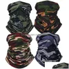 Máscaras faciales de moda Polaina para el cuello Máscaras faciales de moda Cuello Protección al aire libre Biker Bufanda Bufanda mágica sin costuras Camuflaje Headwear R2 DHJNN