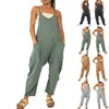 Tute da donna Pagliaccetti Tuta casual Spalline senza maniche Gamba larga senza maniche con ampia tasca Pantaloni Set copri bavaglino estivo solido 230425