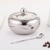 Ensembles de vaisselle 1 ensemble de pot en acier inoxydable Condiment Pot Assaisonnement Sucre Sel avec