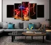 Only Canvas No Frame 5pcs Cool DJ Turntable Red Fire Wall Art HD Print Canvas Painting Fashion Hanging Pictures for Bedroom Deco6248158