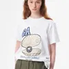 23ss verão mulheres designer camiseta praia tees versátil frutas pêssego impressão dos desenhos animados em torno do pescoço casual solto pulôver manga curta t-shirt