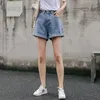 Kobiety damskie dżins z szerokiej nogi wysokiej talii dla kobiet Jean Summer Korean Style luźne krótkie 230425