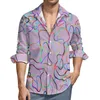 Camicie casual da uomo Linee sinuose Camicia divertente da uomo Stampa colorata Camicette retrò autunnali Manica lunga Abiti oversize grafici