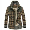 Men's Jackets Military Thick Fleece Jacket Men Autumn Winter Casual Slim Flannel Shirts Cotton Turn Down Army Plaid Coats Warm Clothes