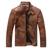 Men's Jackets Autumn And Winter Standing Collar Motorcycle Men's Gradient Pu Leather Jacket