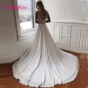 Trouwjurk andere jurken vintage ivoor witte a-line boho mouwloos kant v-neck sexy lange chiffon bruids robe mariage sieneother