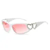 선글라스 심장 모양의 사랑 장식 여성 남성 고품질 디자인 고급 UV 보호 태양 안경 빈티지 레트로 안경 Y2K
