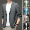 Mäns jackor Summer Sun Protection Suit 2023 Ice Silk Lightweight Spring Autumn Liten Jacket Single Western Coat Blazer