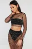 Tvådelt klänning BKLD Summer Women Two Piece Set Beach Styles Crop Top Kjol Set Sexig Mesh Seethrough Pearl Beading Women Dress 2 Piece Set 230424