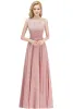 Verklig bild Scoop Neck Evening Dresses Chiffon Lace Top Ruched ärmlös Prom Party Gown Formal OCN bär CPS1068