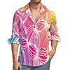 Herren Freizeithemden Kurvige Linien Lustiges Hemd Männer Bunte Druck Herbst Retro Blusen Langarm Grafik Oversize Kleidung