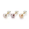 Boucles d'oreilles de goujon de perle de perle à eau douce remplie d'or AAA pour femmes 80b