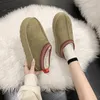 Winter ug slippers retro dames sneeuw warm suède luie loafers schoenen ytmtloy 2024 dame vrouwelijke zapatos de mujer indoor kudde dikke zolen sneeuw ug laarzen wollen laarzen