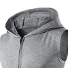 Mens Tank Tops Brand Gyms Hooded Double Zipper Men Bodybuilding Cotton Sleeveless Vest Sweatshirt Fitness Workout Sportswear Top Male 230424