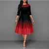 Sukienki swobodne seksowne kobiety gradient patchwork imprezowy sukienka wiosna lato O-Neck długi rękaw z wysokim talii huśtawka midi sukienki eleganckie damie vestidos 230425