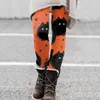 Calças de escritório de leggings femininas para mulheres de halloween impressão de botas casuais elásticas 4xl